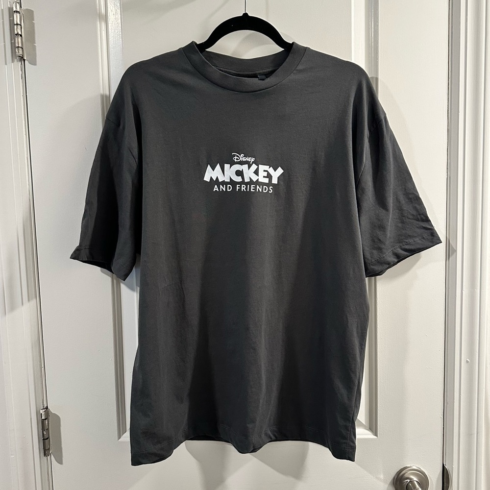 ASOS x Disney Mickey and Friends Oversized T-Shirt in Grey with Back Graphic